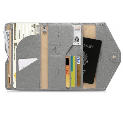 Tri-fold Document Organizer Holder Multi-purpose Rfid Blocking Travel Passport Wallet