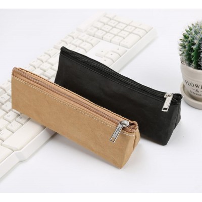 Eco-Friendly Recyclable Washable Kraft Paper Pen Bag Pencil Pouch Stationery Organizer