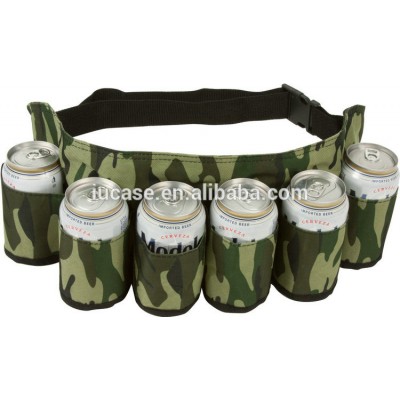 Camouflage Cam 600D Nylon Six 6 Pack Beer & Soda Can Holster for Parties, Picnics, Camping, Hiking, Gift-Giving