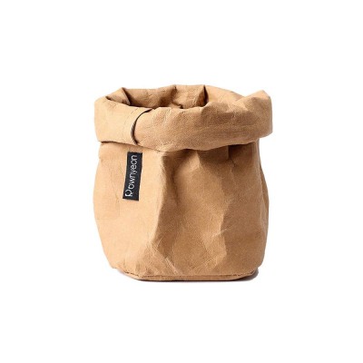 customized printed wholesale crinkle rolled up metallic washable kraft paper bag