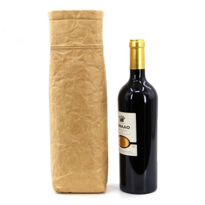 Custom Waterproof Washable Kraft Tyvek Paper Recycled Brown Insulated Wine Lunch Cooler Beer Bottle Bag