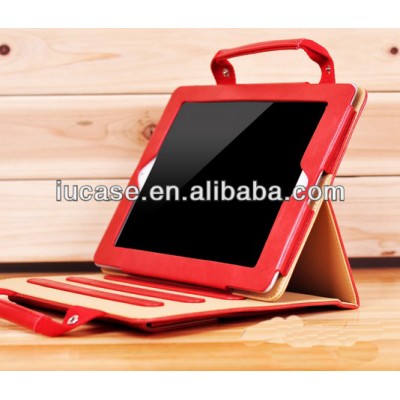 Hot Christmas Promotion Gift Ladies PU handbag for iPad Air, three reading angles with wake up function